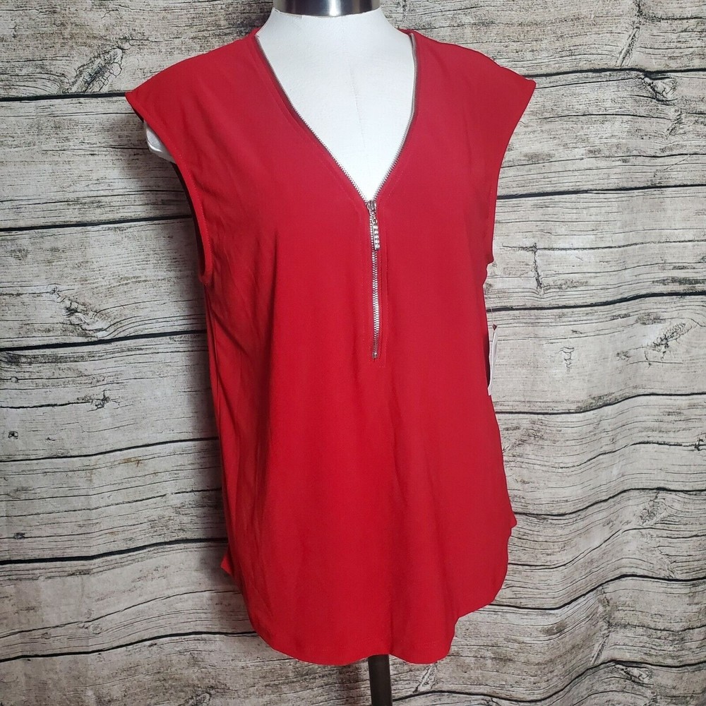 89th and madison Red V Neck top Size Medium